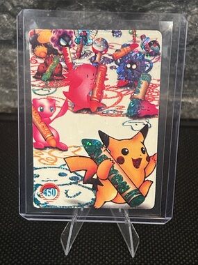 Vintage Pikachu/Mew Crayon #450 & Pikachu  Friends Prism Vending Machine Sticker
